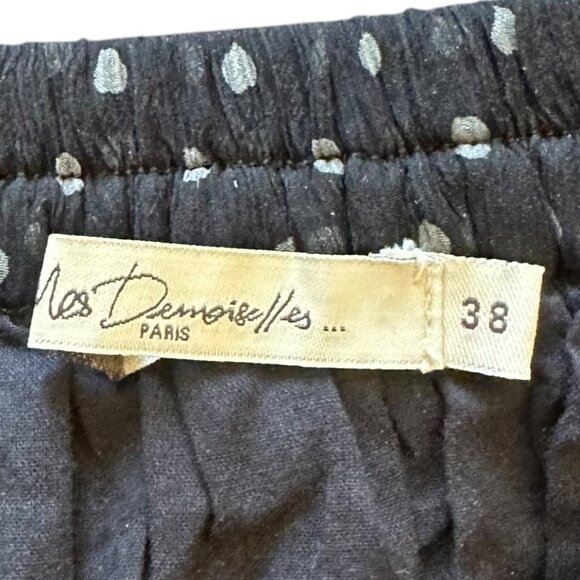 Mes Demoiselles Paris Silk Chiffon Polka Dot Mini Skirt Black & Gray, Size 38/S - Picture 3 of 4